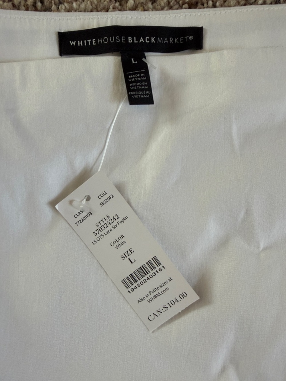 White House Black Market Off-the-Shoulder Lace Inset Top. - Picture 5 of 8